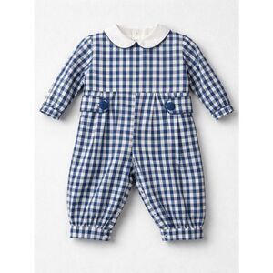 The Socking Bug blue gingham Peter Pan collar jumper size 6 m